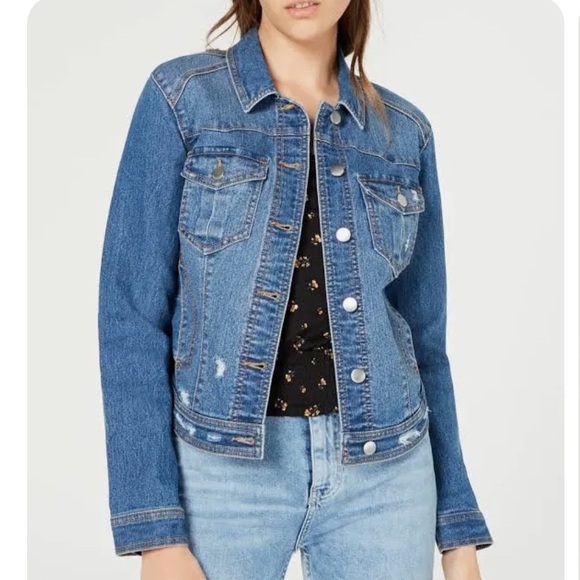 Melrose and Market Distressed Denim Jacket size Small - Picture 1 of 7